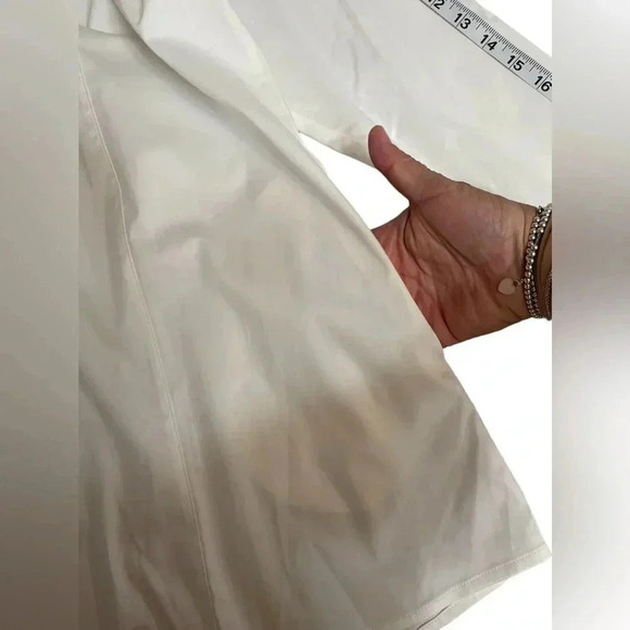 Soft Surroundings White Cotton Side Pockets Button Down Long Sleeve Shirt Size L - Picture 8 of 12